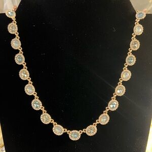 Charter Club Shades of Blue Rhinestone and Gold Tone Necklace